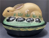 (BX) Fenton Nesting Bunny Easter Hand Painted