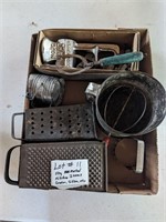 Vtg Metal Kitchen Items (Sifter, Grater, Food Cho)