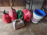 Lot of Gas Cans and Buckets