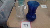 Colbalt and Clear Glass Vases