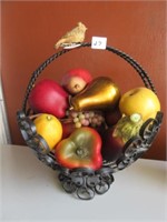 Wrought Iron Basket w Fruit