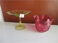 Ruffled Glass Bowl & Pedestal dish