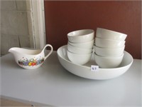 Gravy Boat, Large Bowl & Soup Bowls