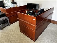 Cherry Corner Desk with Left Wall Set of Two