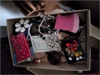 Box of misc jewelry and pins