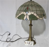 Tiffany Style Leaded Glass Lamp - Lite Damage