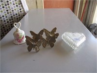 Butterfly Napkin Rings, Bell & Heart Dish