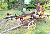 early log saw on steel wheel running gear