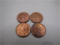 4 Assorted Red Lincoln Cents