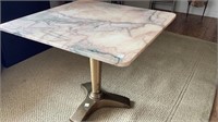 Pink solid marble table w/ Heavy Brass Base