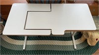 White adjustable metal and wood desk 42’’x 19.5’”