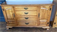Footed dresser/ buffet, pine color finish, 4