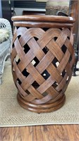 Barrel style wicker side table 2 feet tall 16’’