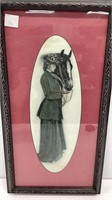 Art print of early 1900’s horse woman pencil