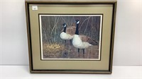 Art picture of geese in pond by Raymond Bell,
