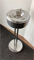 Metal ashtray stand, chrome finish, push button