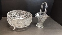 Crystal bowl and vase