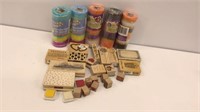 Assorted stamps and decorative mesh