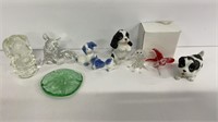 Small glass/porcelain figurines: hummingbird,