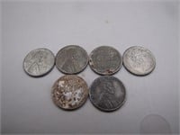 6 1943 WWII Steel Pennies