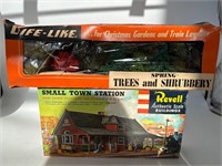 Vintage lifelike trees & Revell train small town