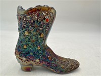 Fenton amethyst carnival glass shoe boot