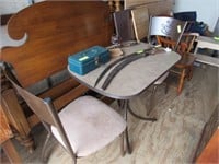 Small Dining Table & 2 Metal Chairs
