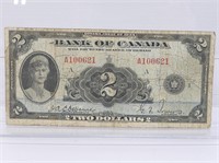 1935 BANK OF CANADA $2 QUEEN MARY BANKNOTE