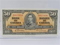 1937 BANK OF CANADA $50 BANKNOTE