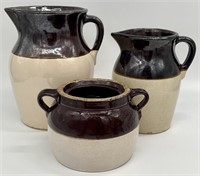 3pc Antique Stoneware Pottery