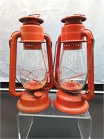 Set of Two Dietz Junior Size Red Oil Lanterns
