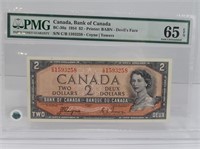 1954 GRADED BANK OF CANADA $2 BANKNOTE