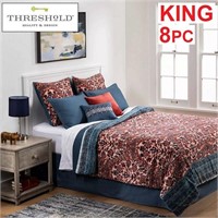 KING 8pc Paisley Comforter Bedding Set Rose/Blue
