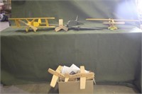 (3) Wooden Planes & Box of Whirligig Projects