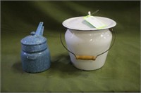 (2) Vintage Enamel Pots