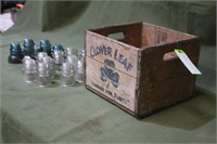 Wooden Clover Leaf Box W/ Assorted Glass Insulator
