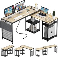 55" L Shaped Computer Desk with Power Outlets