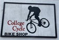 College Cycle Bike Shop Wooden Sign