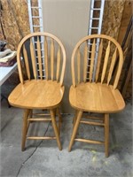 2 Wood Bar Stools