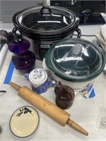 Crock Pots, Rolling Pin, Pitcher & More