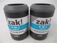 Zak! Designs Insulated Can Cooler 2pk, Black,