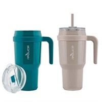 2Pk Reduce Cold 1 Insulated Travel Mugs, Green and