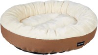 Basics Round Bolster Pet Bed with Flannel Top,