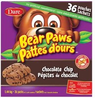 36-Pk Dare Bear Paws Chocolate Chip Soft-Baked