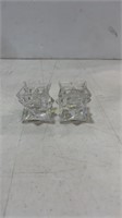 2 lead crystal candle holders