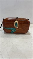 Wooden turquoise Spirit bag/ purse