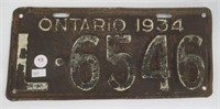 1934 Ontario license plate.