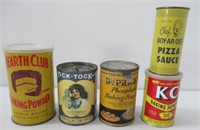 Vintage tins that includes baking powder, etc.