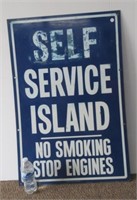 Vintage Gas Station Self Service Island Sign.
