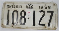 1958 Ontario license plate.